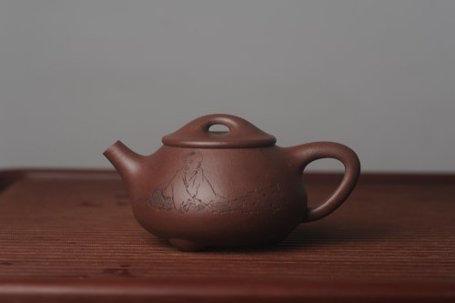 朱老师紫砂壶 美壶国庆特惠 工料俱佳满瓢（霸王石瓢）装饰童子 特文气 原矿紫泥