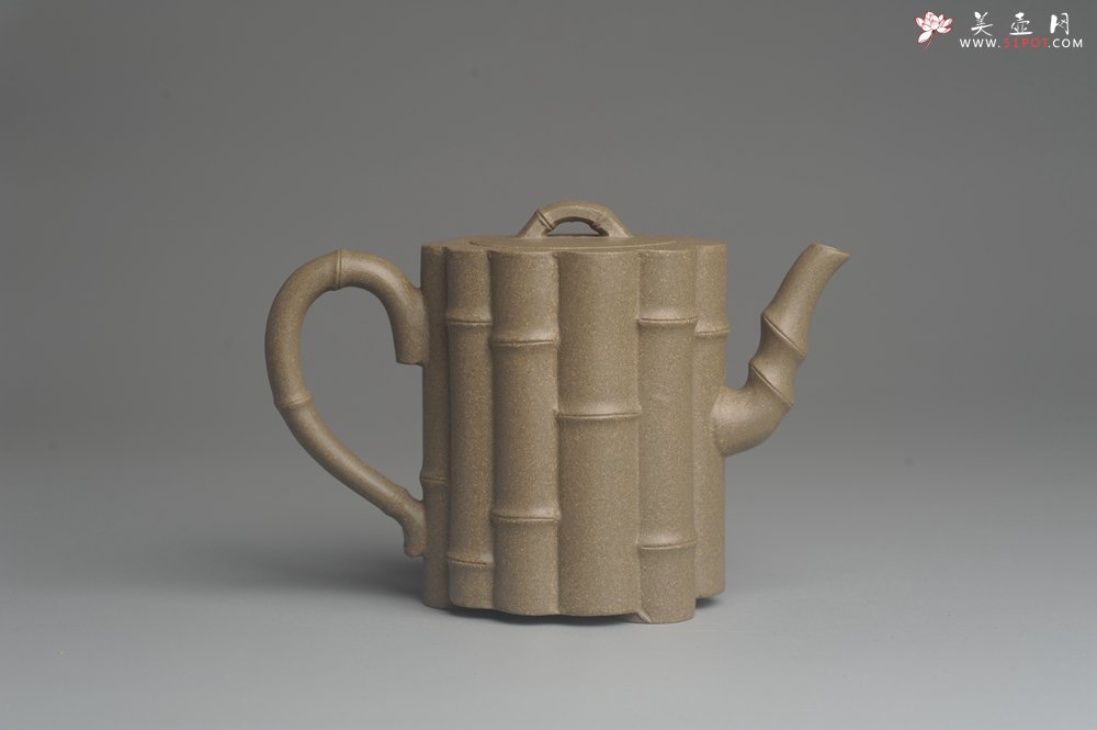 紫砂壶图片：美壶特惠 精致青段十三竹壶 茶人醉爱 - 美壶网