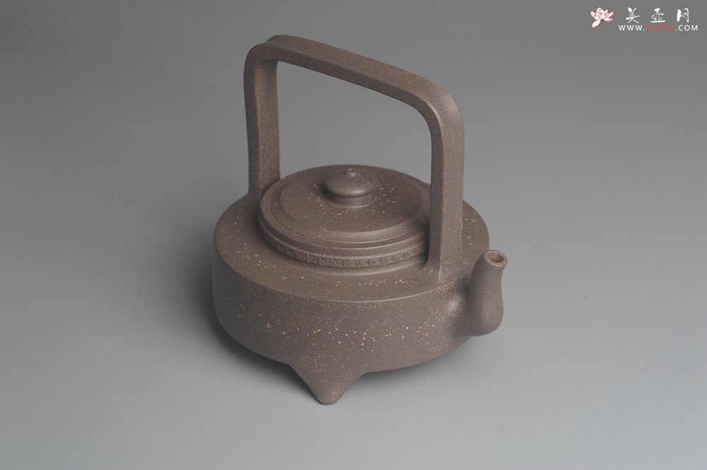 紫砂壶图片：美壶特惠 精致青灰段泥繁星提梁壶 茶人醉爱 - 美壶网