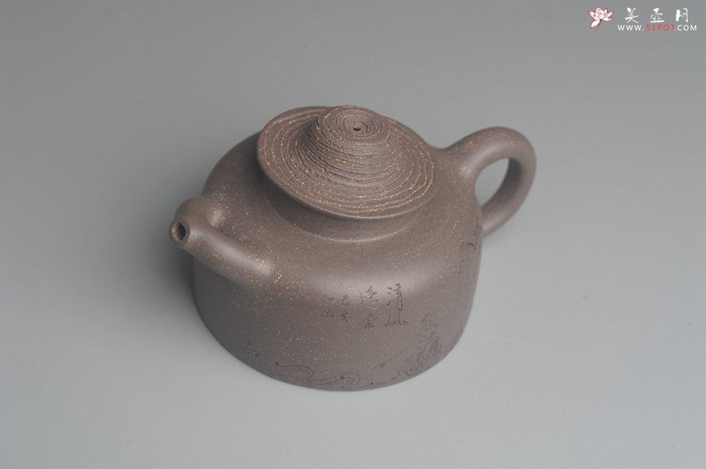 紫砂壶图片：美壶特惠 优质青灰段泥精致牧牛壶 茶人醉爱 - 美壶网