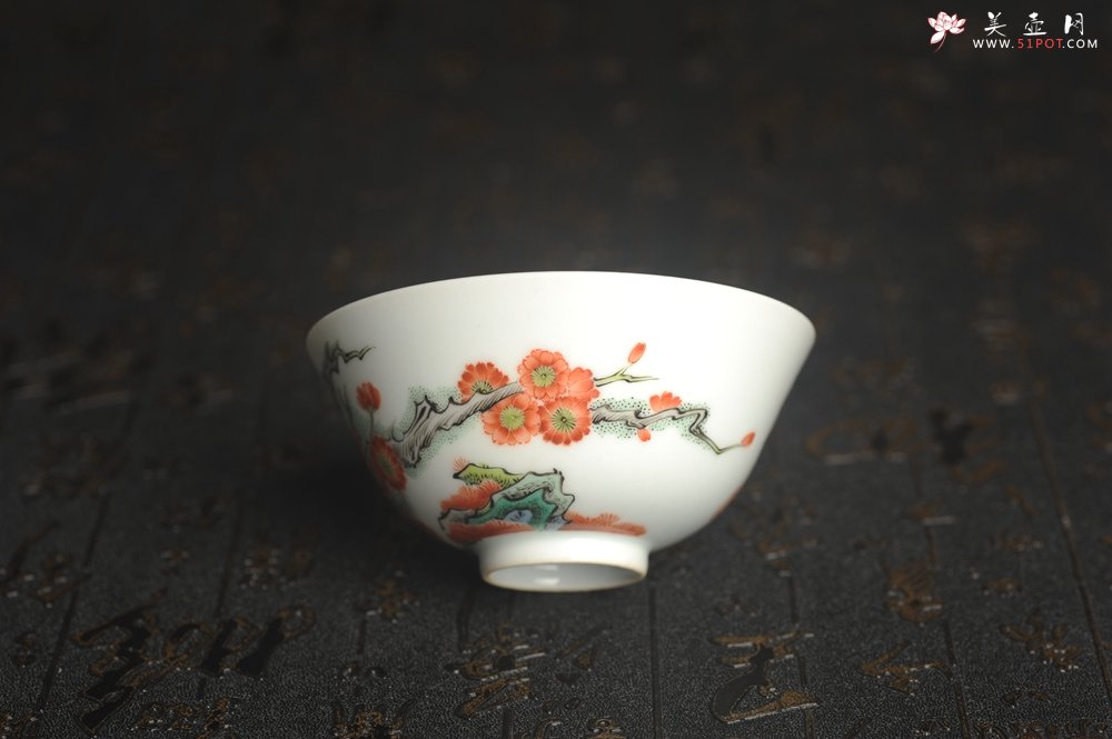 紫砂壶图片：玄辰器  精品古彩岁寒三友主人杯压手杯 景德镇茶杯 茶人醉爱 - 美壶网