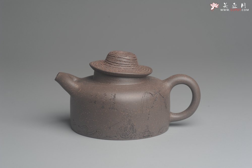 紫砂壶图片：美壶特惠 优质青灰段泥精致牧牛壶 茶人醉爱 - 美壶网