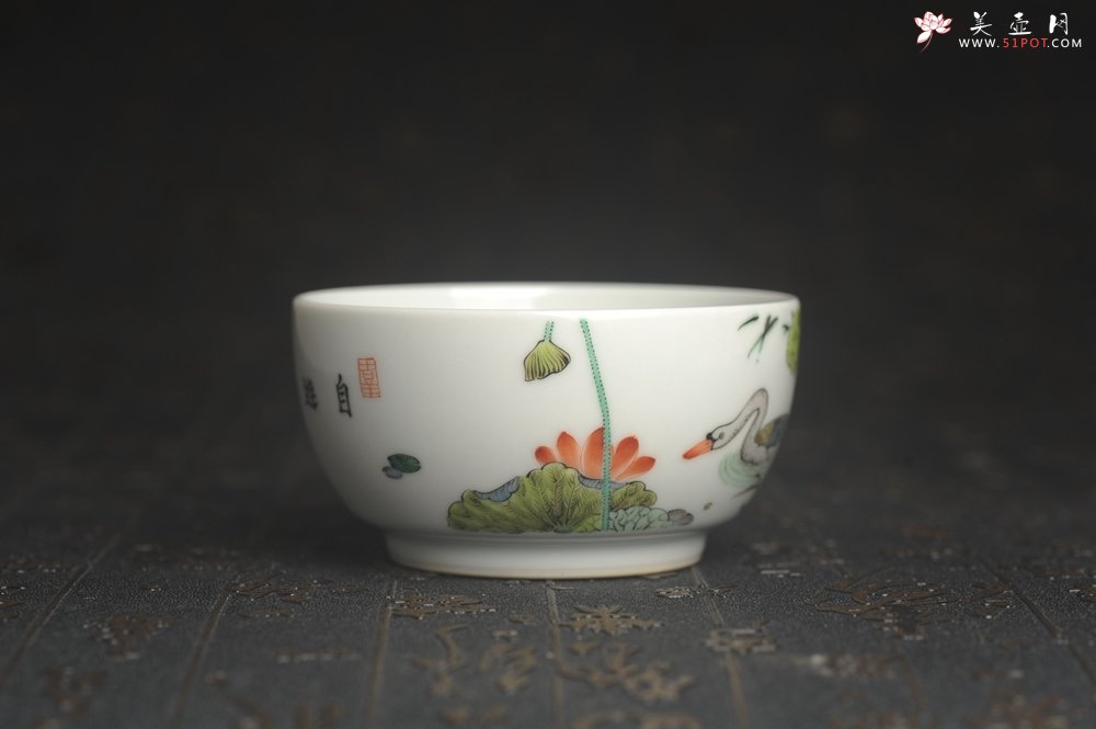 紫砂壶图片：玄辰器 精品古彩 春江水暖鸭先知 主人杯压手杯 景德镇茶杯 茶人醉爱 - 美壶网