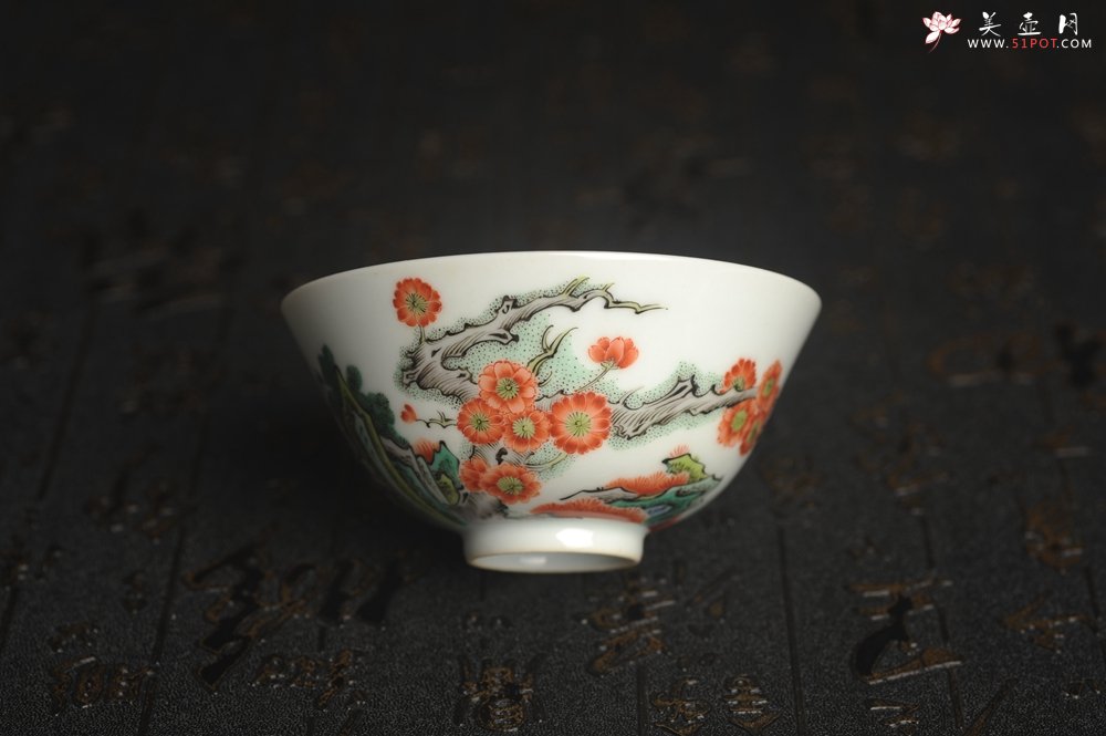 紫砂壶图片：玄辰器  精品古彩岁寒三友主人杯压手杯 景德镇茶杯 茶人醉爱 - 美壶网