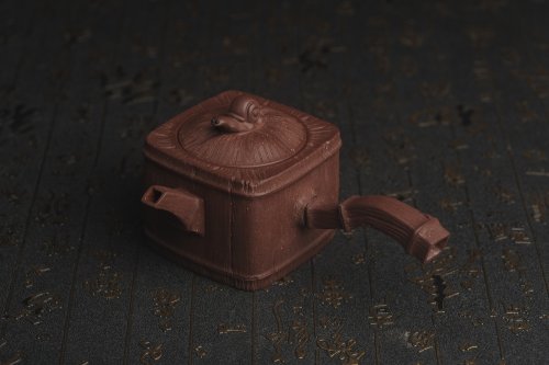 美壶定制紫砂壶 美壶特惠 精致蜗牛四方竹唐羽壶 茶人醉爱 原矿紫泥