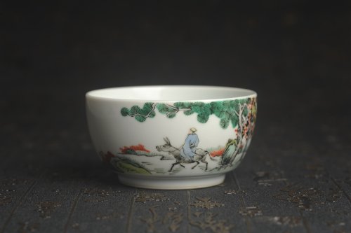 玄辰紫砂壶 玄辰器 精品古彩踏歌行主人杯压手杯 景德镇茶杯 茶人醉爱 