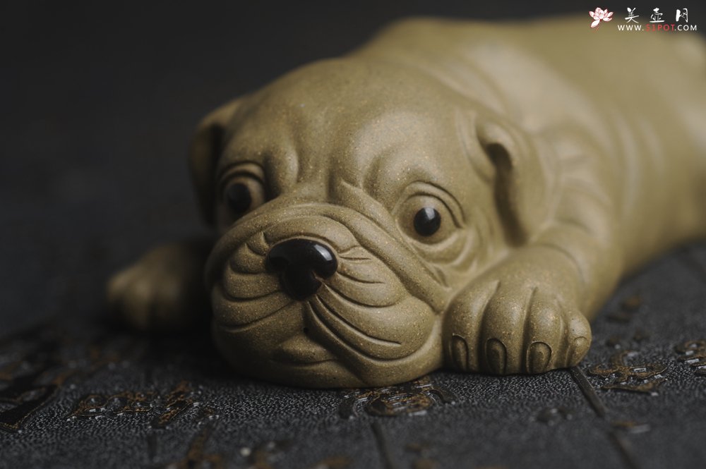 紫砂壶图片：美宠特惠 油润老青段沙皮狗茶宠 精工长13cm宽4到6.5cm高4cm - 美壶网