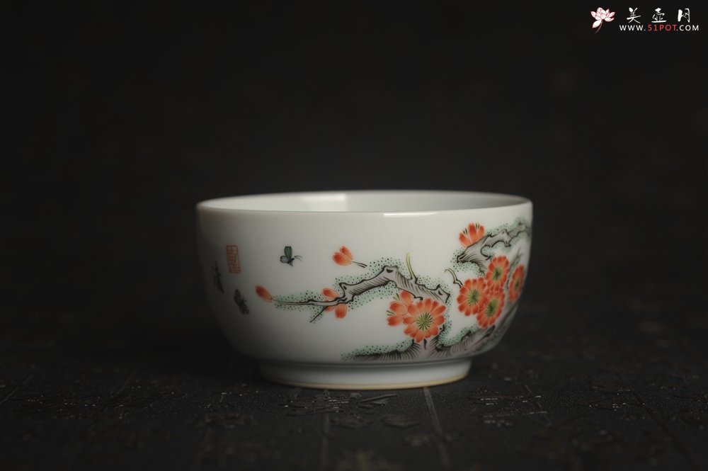 紫砂壶图片：玄辰器 精品古彩 清风自远 主人杯压手杯 景德镇茶杯 茶人醉爱 - 美壶网