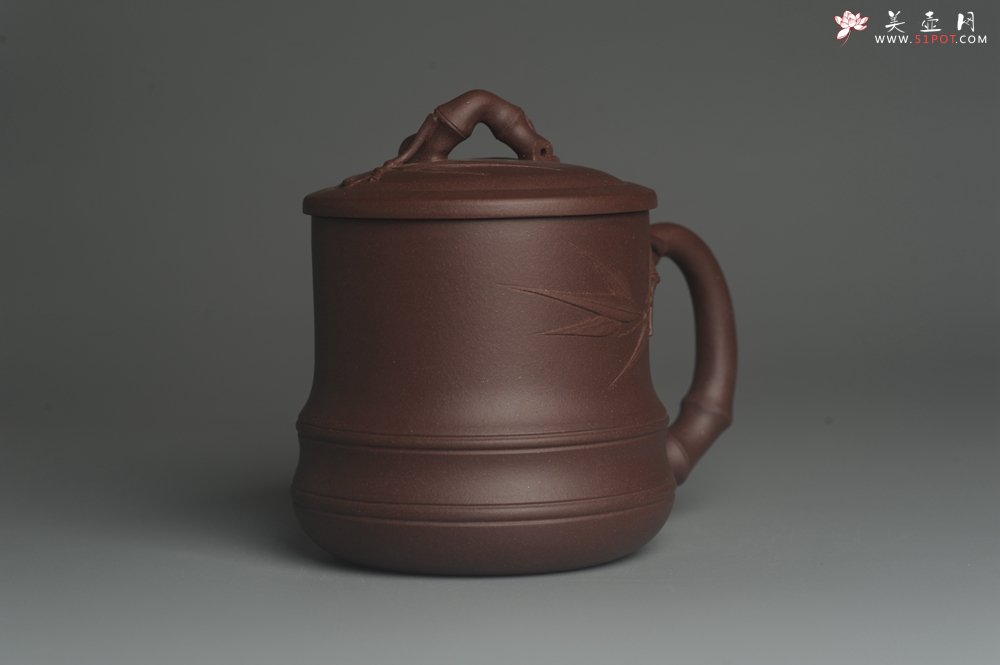 紫砂壶图片：美杯年底特惠 精工好料优质紫泥竹节杯盖杯 送礼自用佳品 - 美壶网