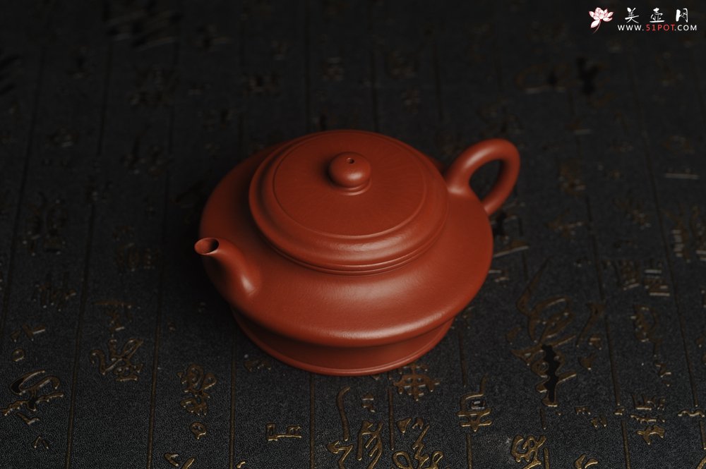 紫砂壶图片：正宗小煤窑朱泥 全手工虚扁 隽秀文气 茶人醉爱 - 美壶网