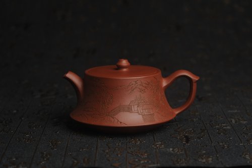 王静然紫砂壶 美壶特惠 精致老清水泥通景山水曼生柱础壶 原矿清水泥