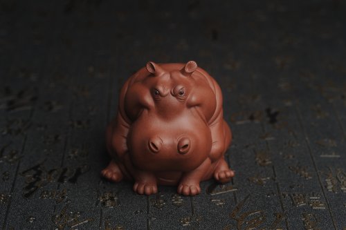 美壶定制紫砂壶 美宠特惠 精品优质紫泥财大气粗 河马 紫砂茶宠摆件 长11cm宽8cm高8cm 原矿紫泥