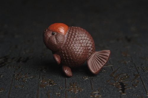 美壶定制紫砂壶 美宠特惠 精致鸿运当头 金鱼紫砂茶宠摆件 长7.3cm宽5cm高5cm 