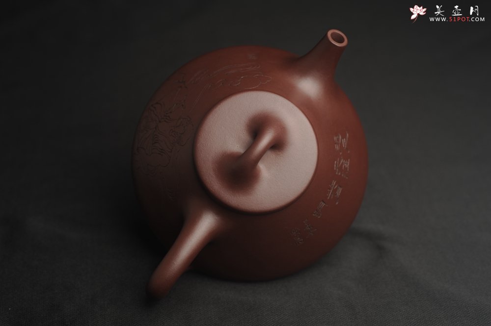 紫砂壶图片：美壶年底特惠 精品老紫泥子冶石瓢 装饰云游图 特文气 做工不输2000元同类作品 - 美壶网