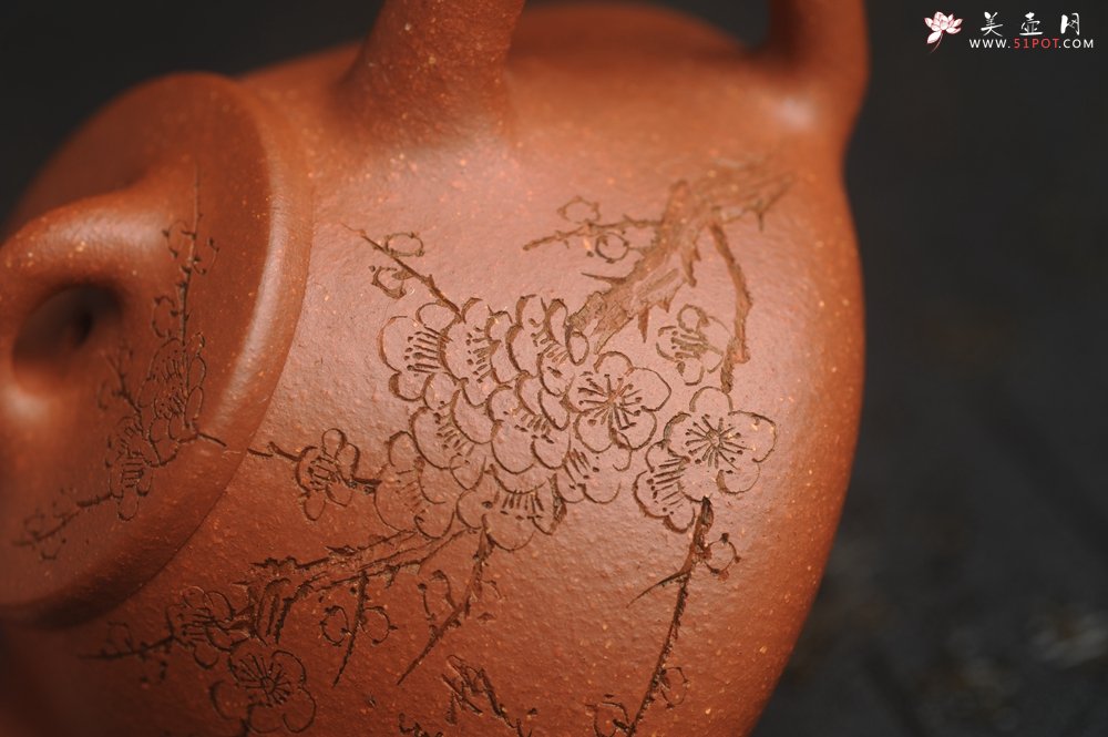 紫砂壶图片：美壶特惠 超精致特好降坡泥小品子冶石瓢 通转梅花 特文气 - 美壶网