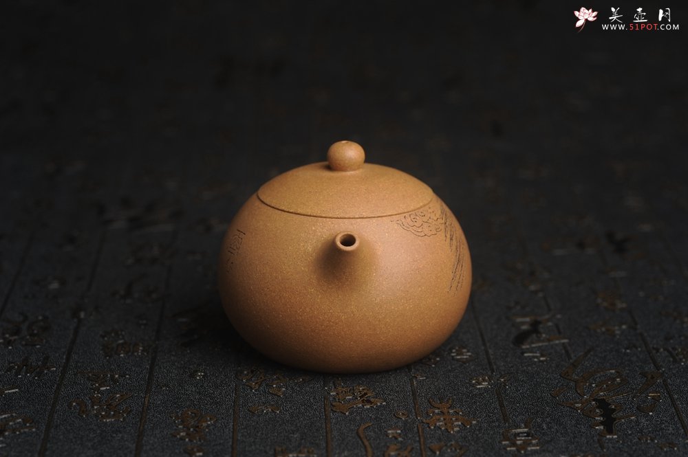 紫砂壶图片：油润老黄段泥(此泥料属于家藏老料！油润无比，识者自知！)全手工小品西施 装饰云鹤特文气 - 美壶网