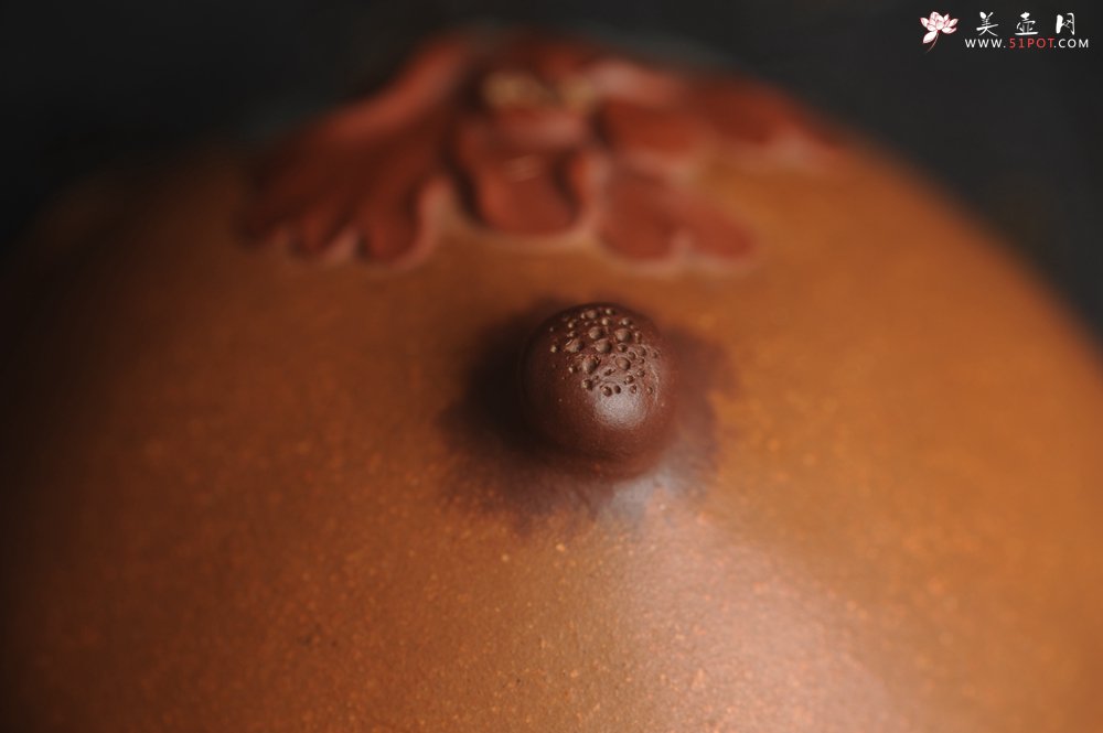 紫砂壶图片：美宠特惠 精致全手工 牡丹贴花特灵动 盖托 茶宠摆件直径8.5cm高5cm - 美壶网