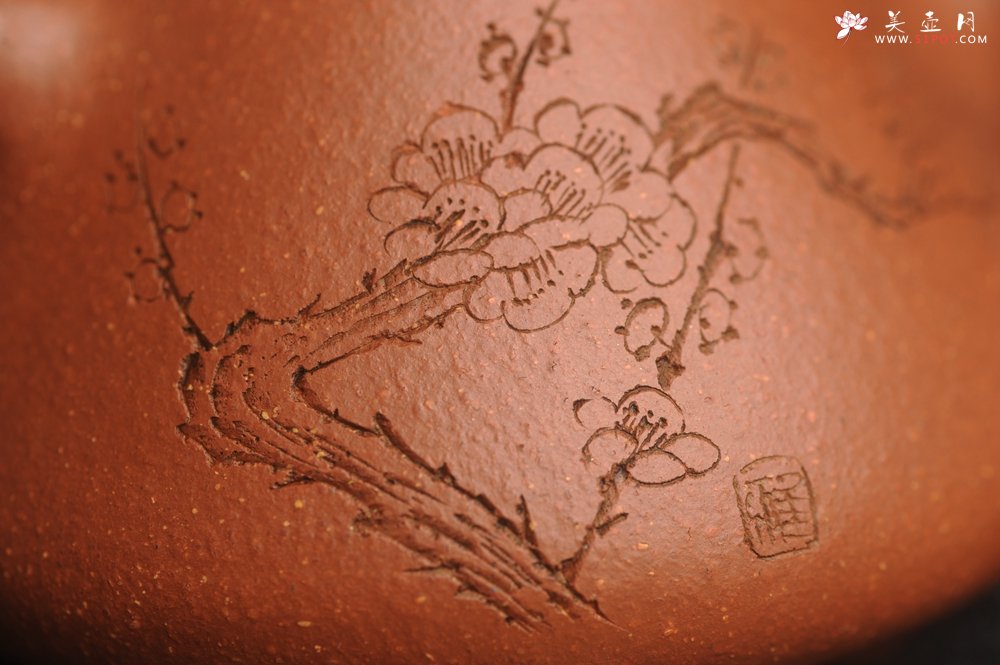 紫砂壶图片：美壶特惠 超精致特好降坡泥小品子冶石瓢 通转梅花 特文气 - 美壶网