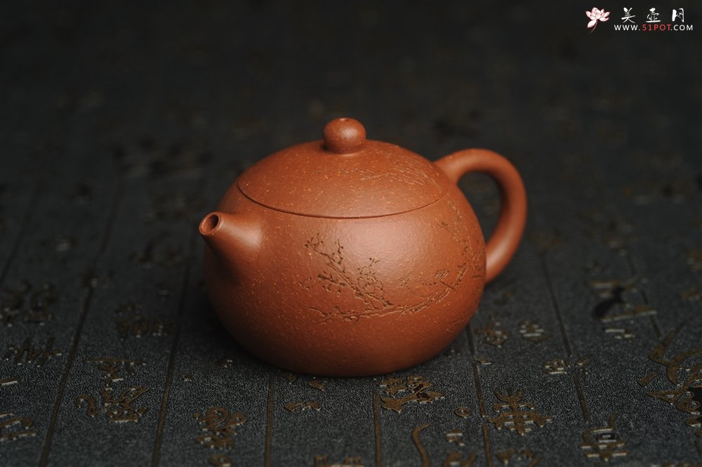 紫砂壶图片：油润降坡泥全手工小品西施壶 装饰喜上眉梢 特文气 - 美壶网