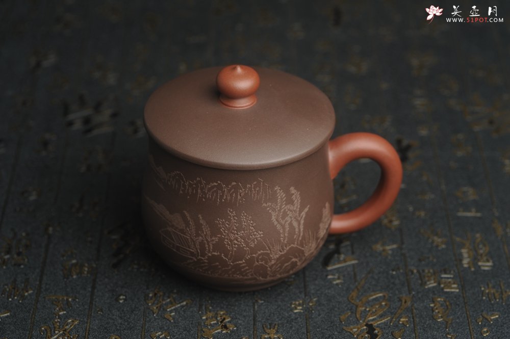 紫砂壶图片：年底纯福利特惠 优质紫泥 山水厚实盖杯 特文气 - 美壶网
