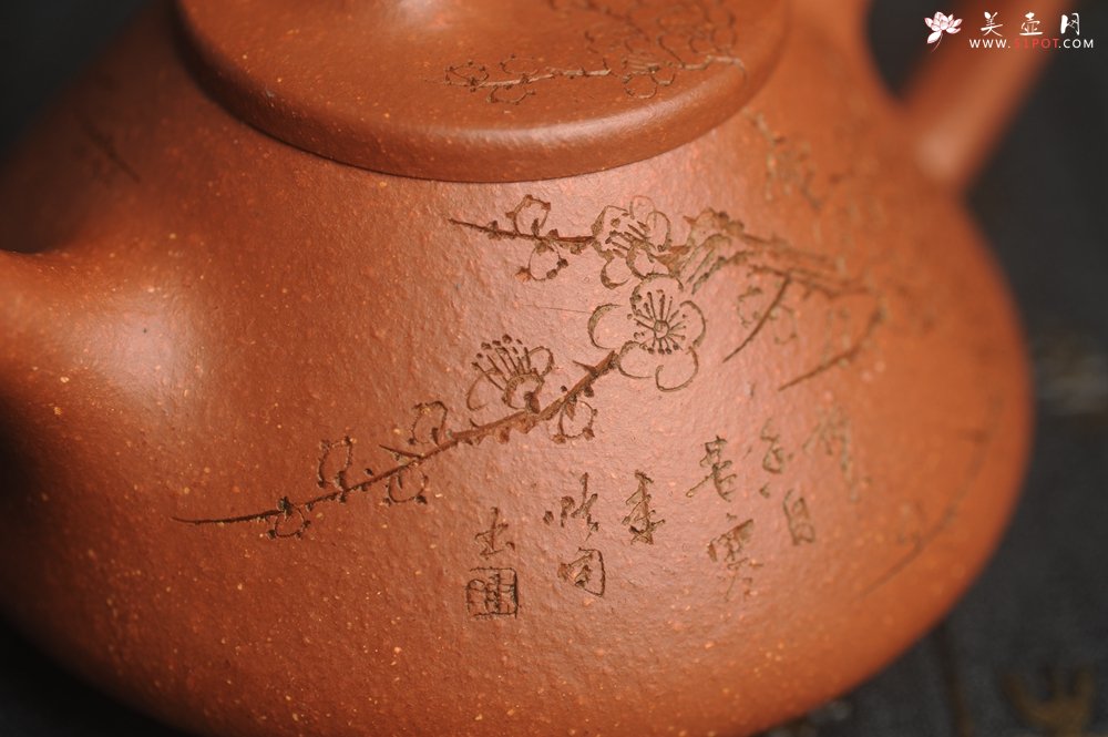 紫砂壶图片：美壶特惠 超精致特好降坡泥小品子冶石瓢 通转梅花 特文气 - 美壶网