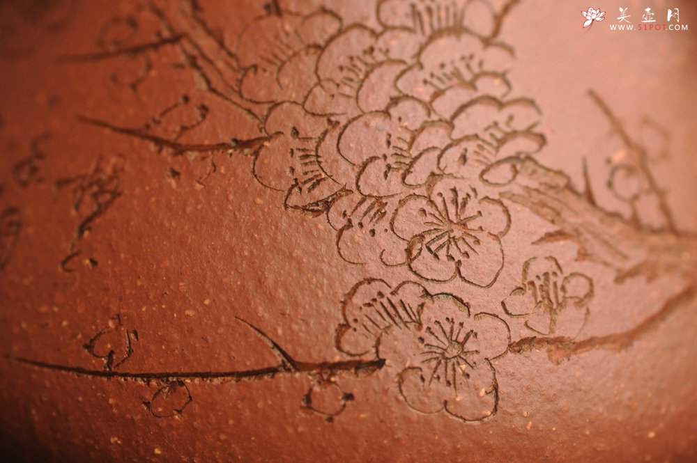 紫砂壶图片：美壶特惠 超精致特好降坡泥小品子冶石瓢 通转梅花 特文气 - 美壶网