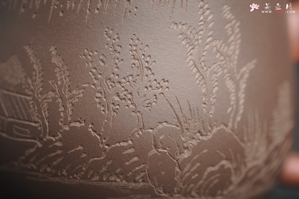 紫砂壶图片：年底纯福利特惠 优质紫泥 山水厚实盖杯 特文气 - 美壶网