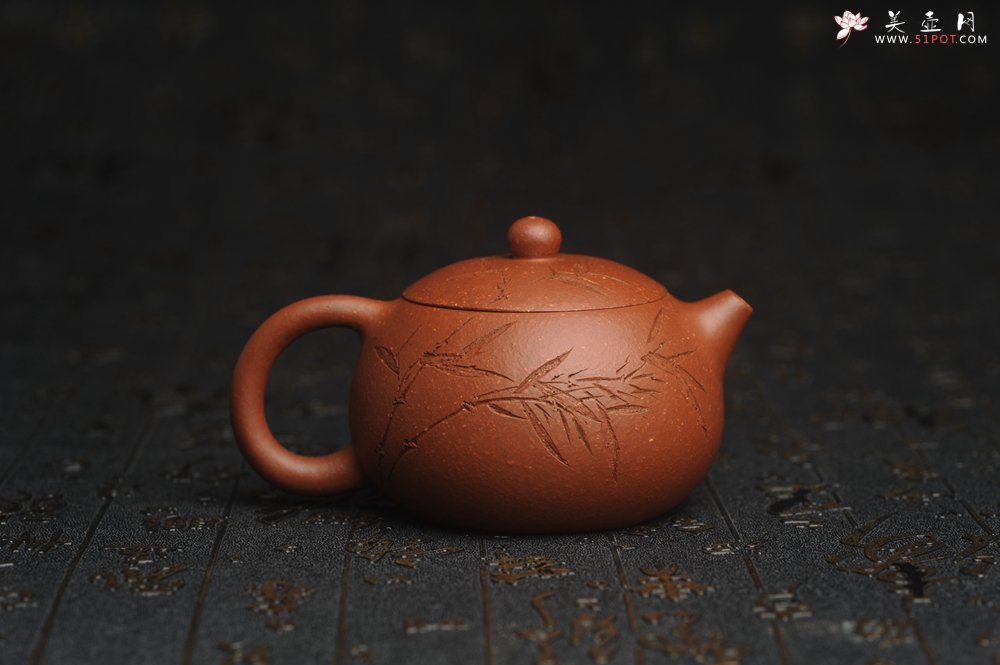 紫砂壶图片：油润降坡泥全手工小品西施壶 竹留清风 装饰居不可无竹 特文气 - 美壶网