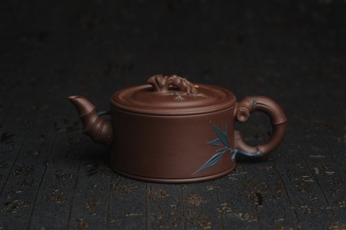 美壶定制紫砂壶 美壶特惠 精工岁寒三友松竹梅竹段壶 嵌盖难度大 文气雅致 原矿紫泥