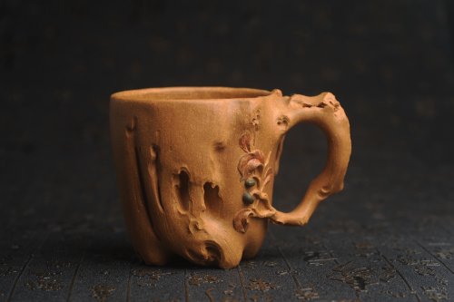 赵老师紫砂壶 美杯精品特惠 实力演绎全手工老黄段泥松鼠杯 松鼠灵动 贴叶生动 不失为一把好杯 老段泥