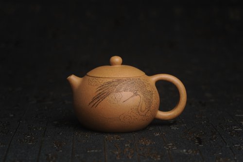 周小培紫砂壶 油润老黄段泥(此泥料属于家藏老料！油润无比，识者自知！)全手工小品西施 装饰云鹤特文气 老段泥