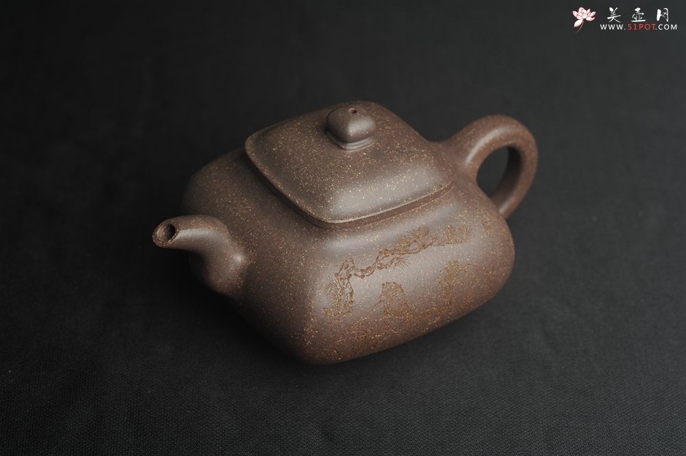 紫砂壶图片：实力派张海艳全手工特好老青灰段泥传炉壶 装饰人物 饮者寿 特文气 - 美壶网
