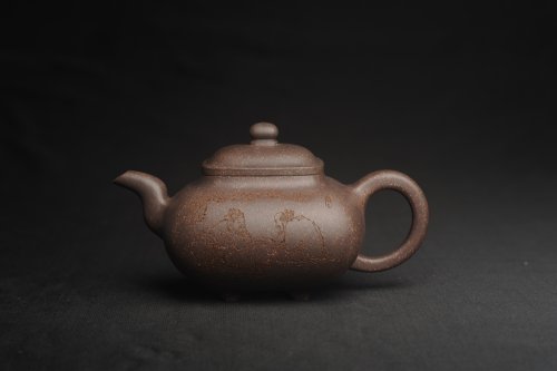 张海艳紫砂壶 实力派张海艳全手工特好老青灰段泥传炉壶 装饰人物 饮者寿 特文气 青段