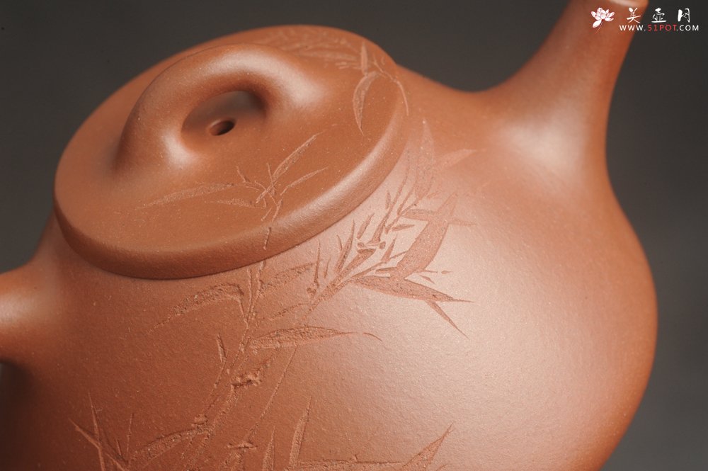 紫砂壶图片：特好底曹青全手工小品子冶石瓢茶壶 一票饮 刻竹特文气 - 美壶网