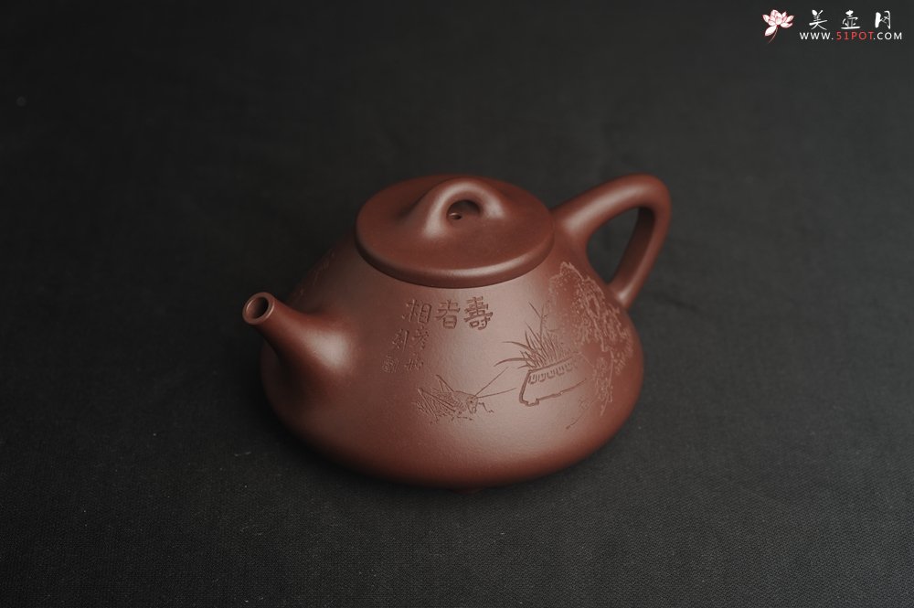 紫砂壶图片：油润底曹青 全手工特好子冶石瓢 工艺师装饰清供图 特文气 - 美壶网