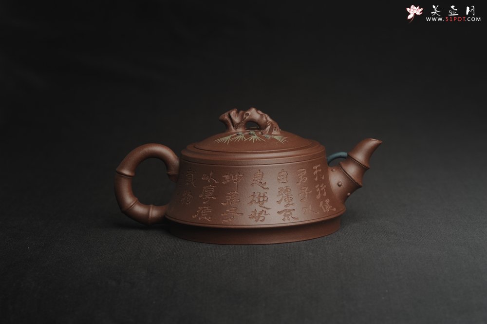 紫砂壶图片：美壶特惠 优质紫泥松竹梅紫砂茶壶 厚德载物 茶人醉爱 - 美壶网