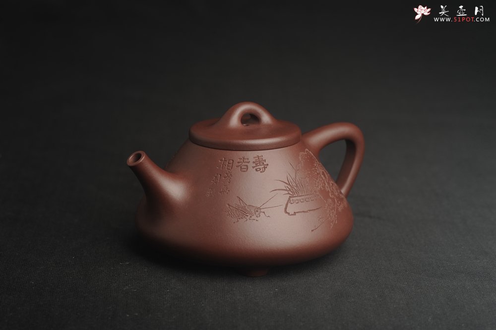 紫砂壶图片：油润底曹青 全手工特好子冶石瓢 工艺师装饰清供图 特文气 - 美壶网