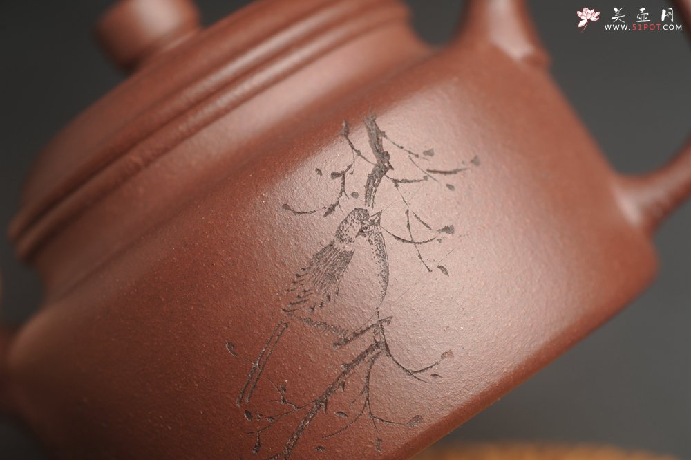 紫砂壶图片：,美壶特惠 优质紫泥精致枯枝鸟德中壶 矿物质丰富 茶人醉爱 - 美壶网