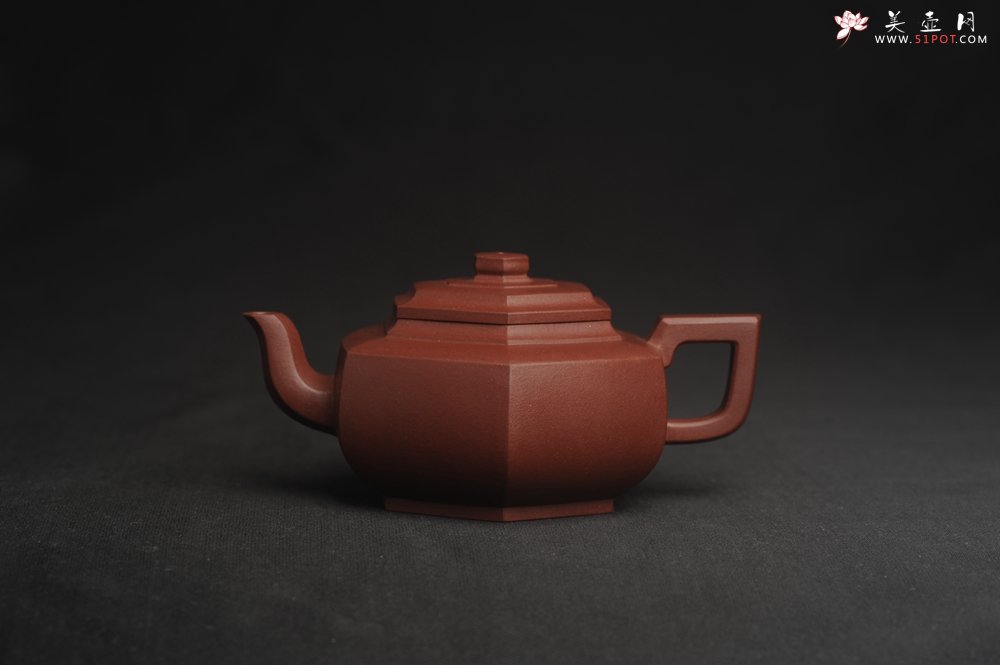紫砂壶图片：美壶特惠 泥料超好 原矿紫红泥精致全手工六方雪华壶 - 美壶网