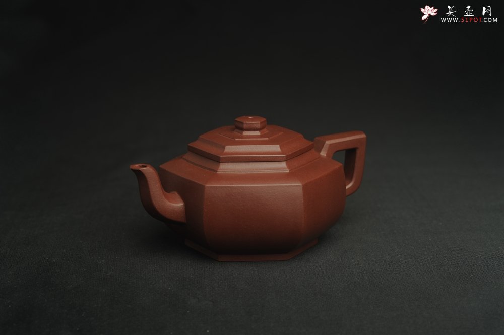 紫砂壶图片：美壶特惠 泥料超好 原矿紫红泥精致全手工六方雪华壶 - 美壶网