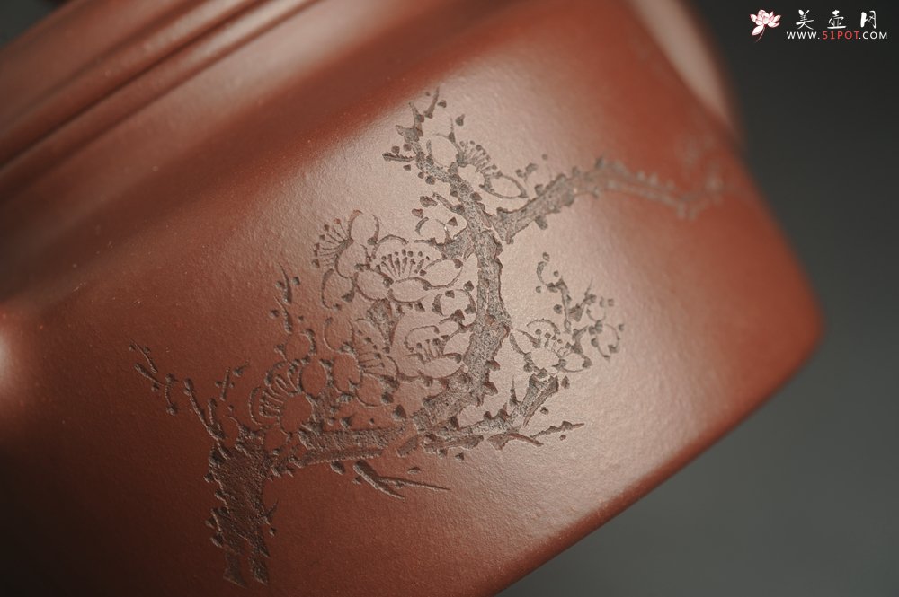 紫砂壶图片：油润黄龙山4号深井红皮龙 全手工德中壶 做工特好 喜上眉梢 - 美壶网