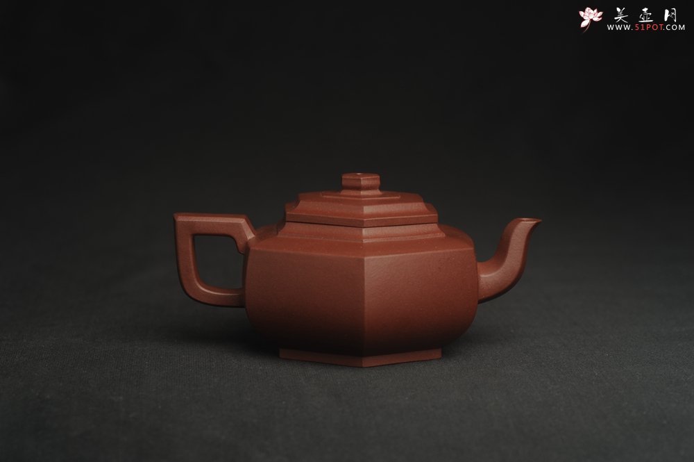 紫砂壶图片：美壶特惠 泥料超好 原矿紫红泥精致全手工六方雪华壶 - 美壶网