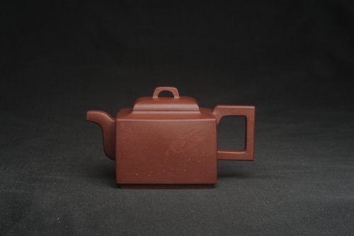 凌晨紫砂壶 全手工优质紫红泥精致亚明四方壶 装饰养神图 特文气 
