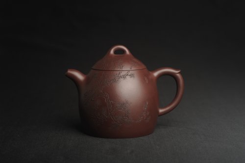 美壶定制紫砂壶 美壶特惠 超精致老紫泥秦权壶 装饰通景长青松 特文气 不输2000元做工 原矿紫泥