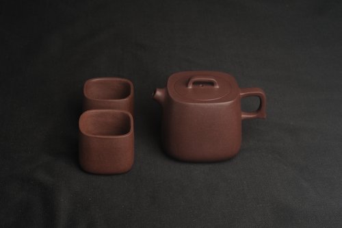 美壶定制紫砂壶 美壶特惠  精致紫泥四方套壶180cc 杯子50cc 一壶二杯 原矿紫泥