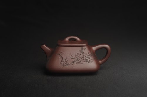 林旭陶紫砂壶 美壶特惠 精致全手工混方石瓢 装饰梅花特文气 原矿紫泥