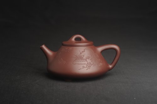 周小培紫砂壶 油润底曹青 全手工特好子冶石瓢 工艺师装饰清供图 特文气 原矿底槽清