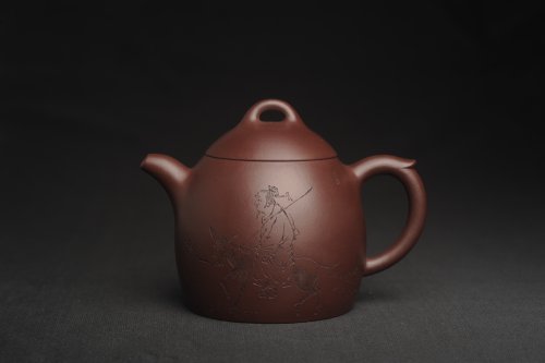 美壶定制紫砂壶 ,美壶特惠 超精致老紫泥秦权壶 装饰老子出关图 特文气 不输2000元做工 原矿紫泥