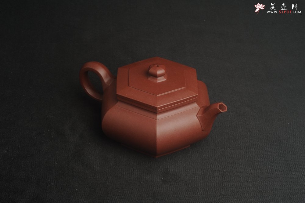 紫砂壶图片：美壶特惠 全手工优质紫红泥精致大彬六方 特文气 - 美壶网