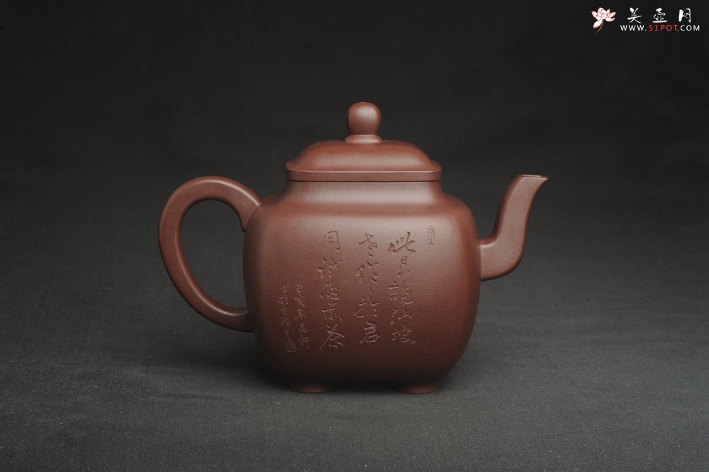 紫砂壶图片：实力派张海艳全手工油润底曹青重器鸣远四方 气势磅礴 用心之作 装饰人物特文气 - 美壶网